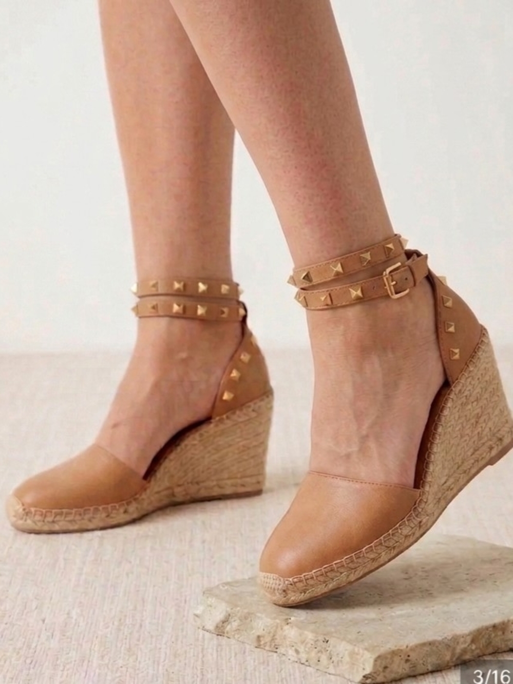😍Maypol Women's Brown Studded Espadrille Wedge Sandals Size 9.5